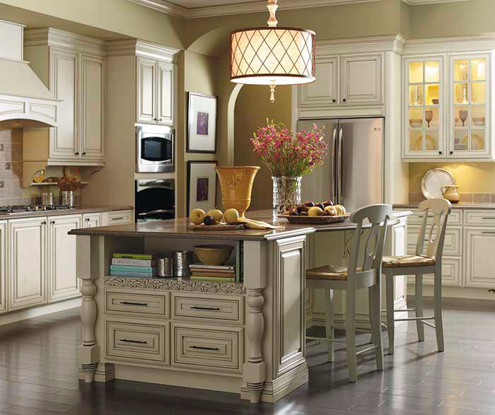 Cream Cabinets with Glaze - Kemper Cabinetry