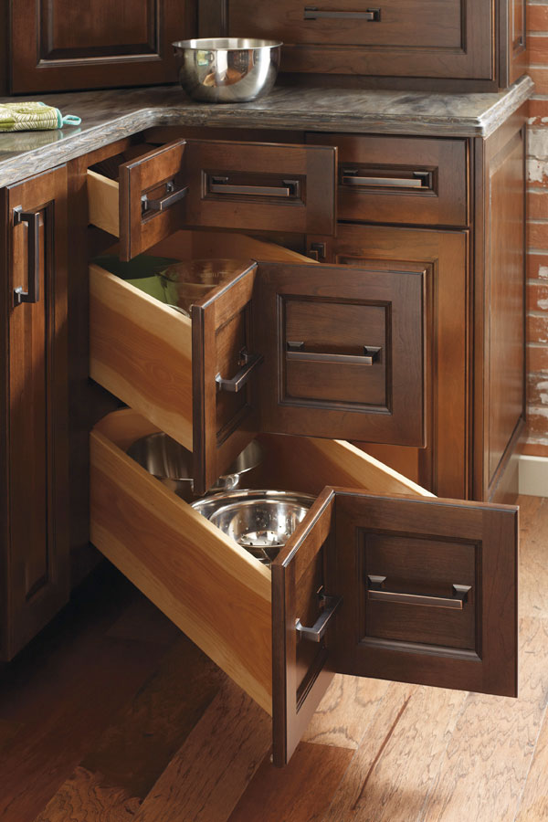 Three Drawer Corner Cabinet - Kemper Cabinetry