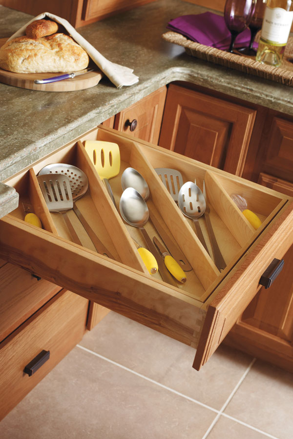 Solid Wood Tiered Cutlery Divider - Kemper Cabinetry