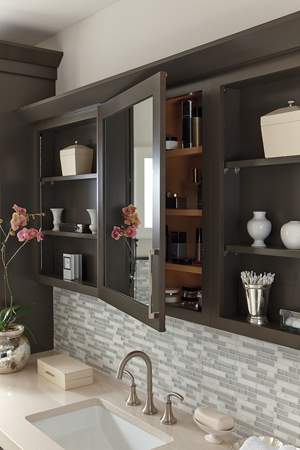 Wall Vanity Mirror Cabinet Cut For Glass Doors Installed Organization Kemper Cabinets