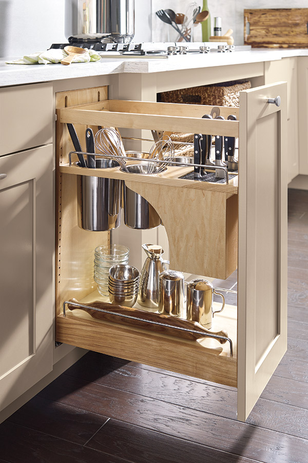 Base Utensil Pantry Pull Out Cabinet With Knife Block Kemper