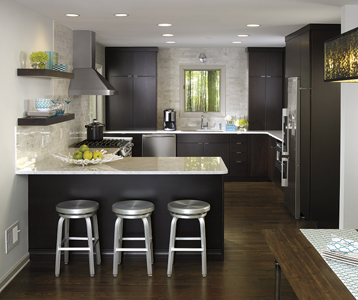 Dark Wood Cabinets In Contemporary Kitchen Kemper