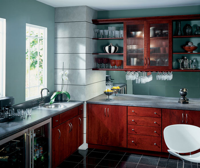 Home bar cabinets by Kemper Cabinetry
