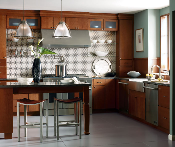 Kitchen With Cherry Cabinets Kemper Cabinetry