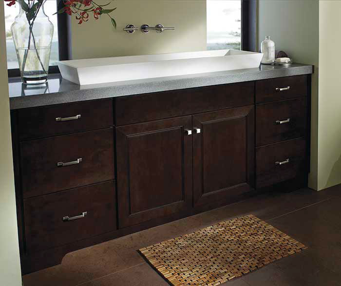 Bathroom With Chocolate Maple Cabinets Kemper Cabinets