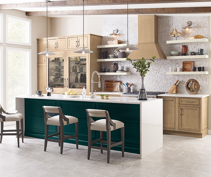 Light Kitchen with Inset Cabinet Doors - Kemper Cabinets