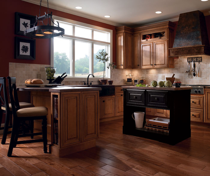 Coffee colored kitchen cabinets by Kemper Cabinetry