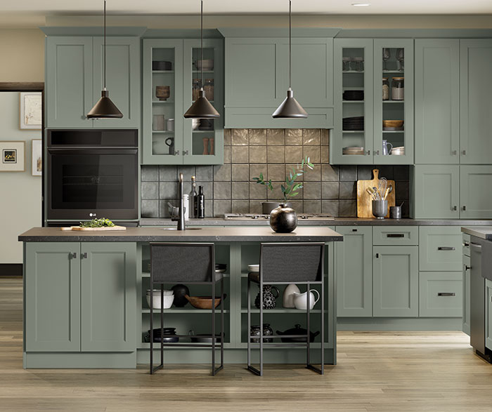 Stylish Muted Green Kitchen Cabinets - Kemper Cabinets