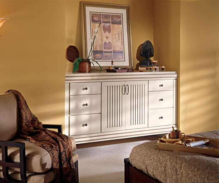 Dresser with beadboard cabinet doors by Kemper Cabinetry