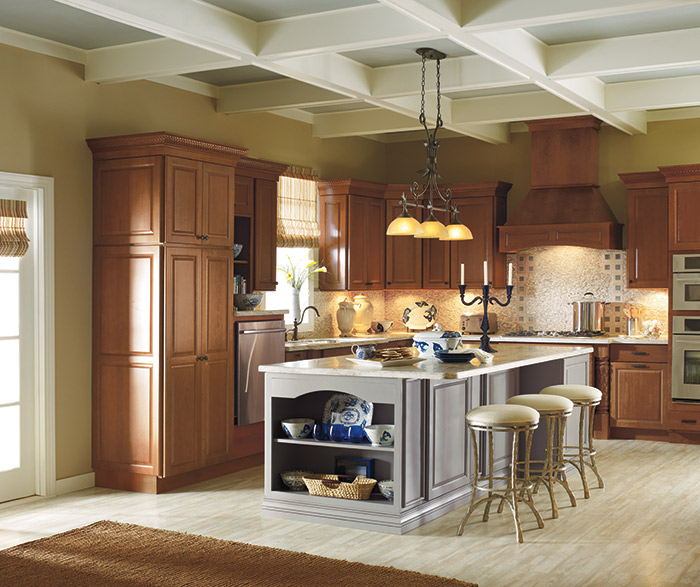 Rennie Cherry cabinets with a Maple painted kitchen island