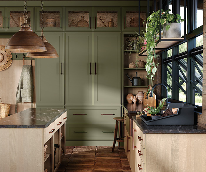 Mudroom Green and Quartersawn White Oak