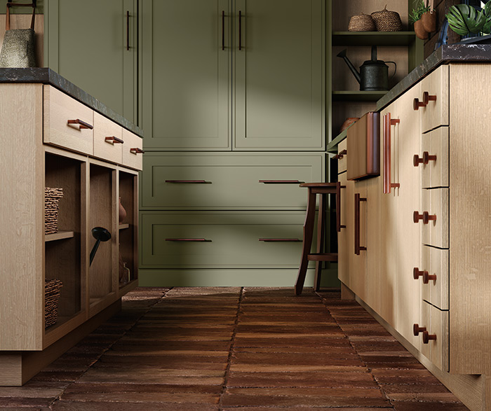 Mudroom Green and Quartersawn White Oak