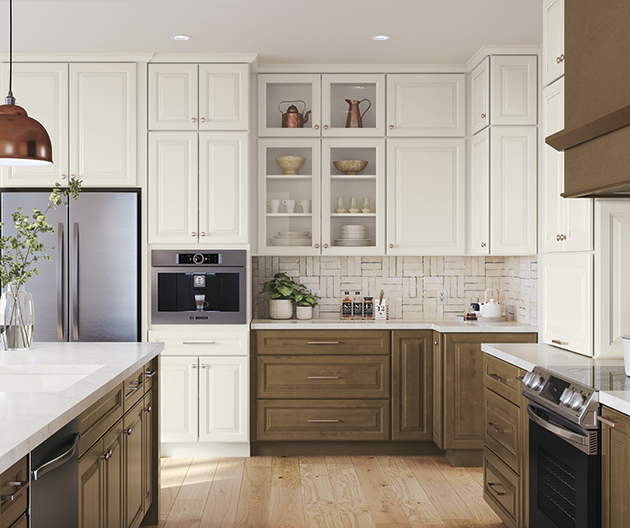 Stained and Painted Cabinets in Transitional Kitchen